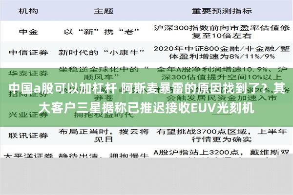 中国a股可以加杠杆 阿斯麦暴雷的原因找到了？其大客户三星据称已推迟接收EUV光刻机